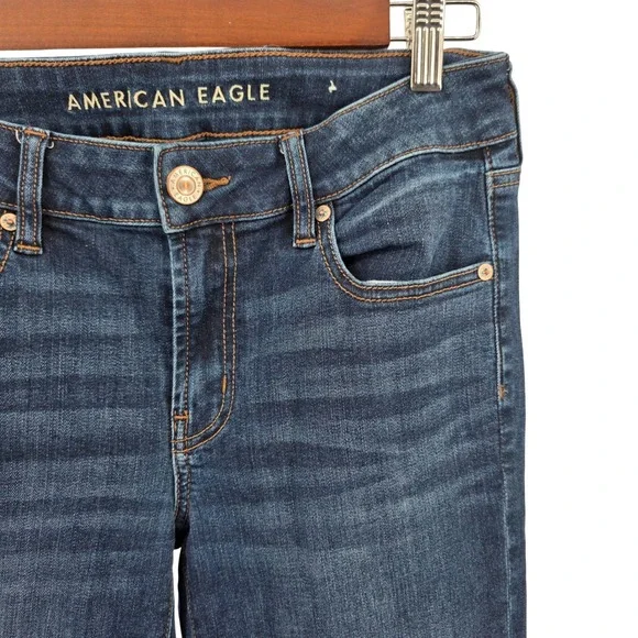 American Eagle Denim Jeans Womens Size 6 Dark Wash Super Stretch Bootcut‎ - Picture 3 of 7